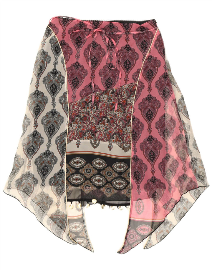 Kookai Womens Asymmetrical Skirt EU 38 Medium W28 Pink Paisley Polyester
