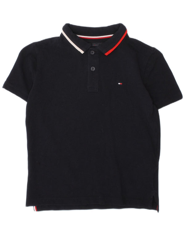 TOMMY HILFIGER Boys Polo Shirt 7-8 Years Navy Blue Cotton