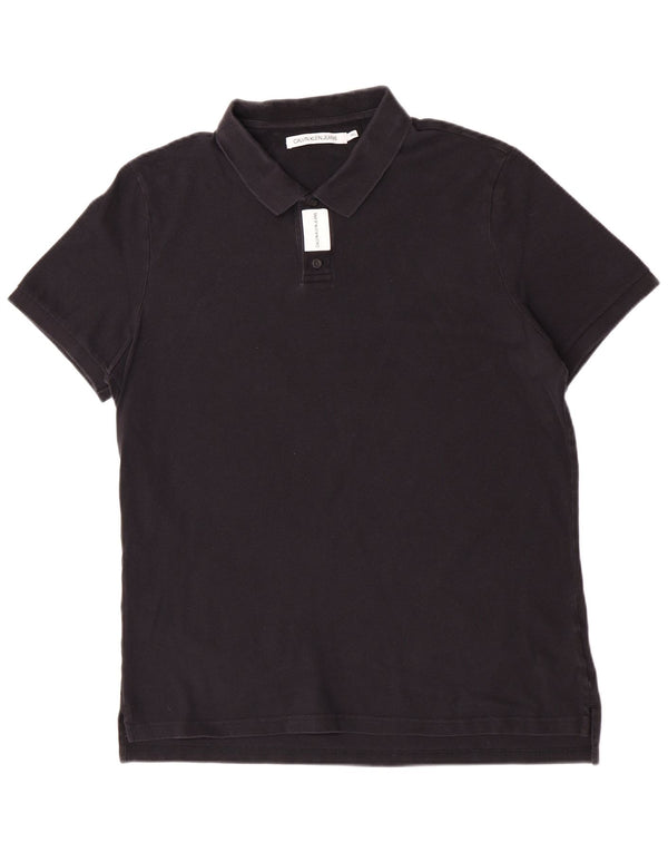 Calvin Klein Jeans Mens Polo Shirt 2XL Black Cotton