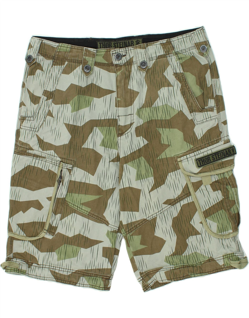 VINTAGE Mens Cargo Shorts 2XL W42 Green Camouflage Cotton Vintage Vintage and Second-Hand Vintage from Messina Hembry 