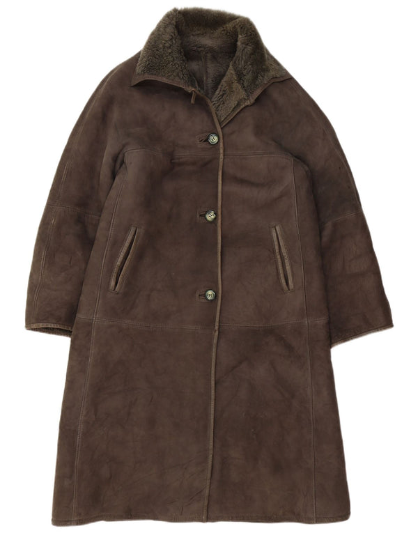 Vintage Womens Shearling Coat IT 42 Medium Grey Shearling