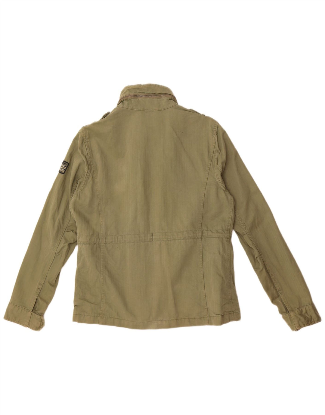 Superdry Womens Hooded Military Jacket UK 12 Medium Khaki Cotton