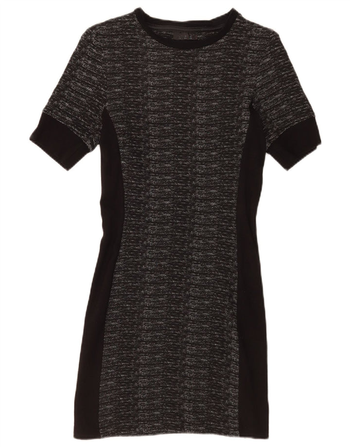 Topshop Womens Bodycon Dress UK 10 Small Black Geometric Polyester