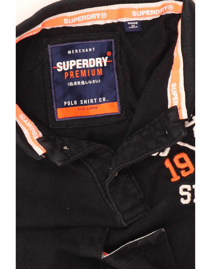 Superdry Mens Graphic Polo Shirt Large Black