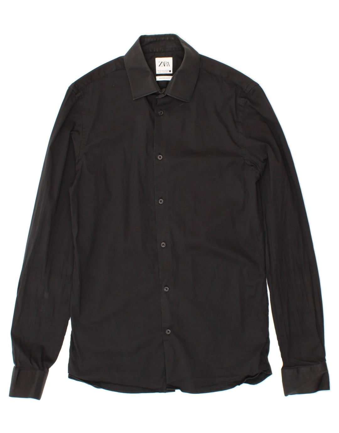 ZARA Mens Slim Fit Shirt Small Black Cotton Vintage Zara and Second-Hand Zara from Messina Hembry 