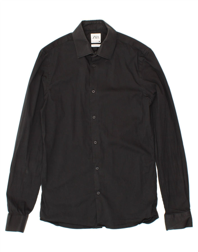 ZARA Mens Slim Fit Shirt Small Black Cotton Vintage Zara and Second-Hand Zara from Messina Hembry 