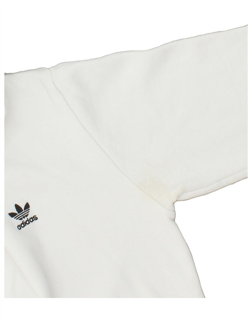 ADIDAS Mens Hoodie Jumper Medium White Cotton Vintage Adidas and Second-Hand Adidas from Messina Hembry 