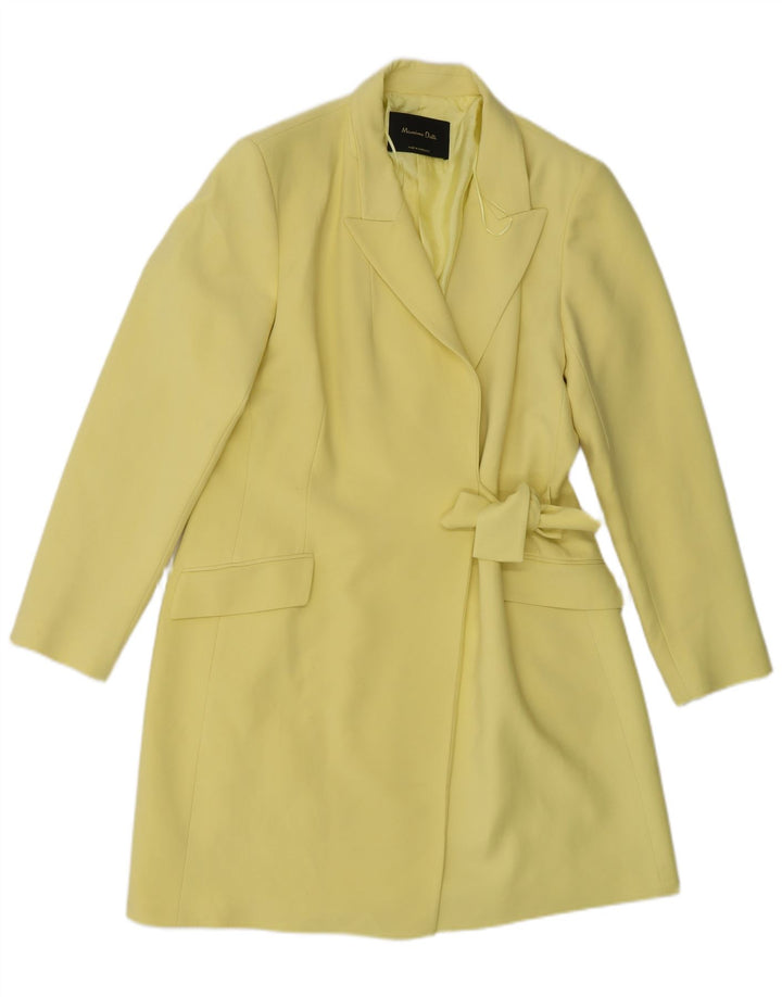 Massimo Dutti Womens Overcoat EU 42 Large Yellow Viscose
