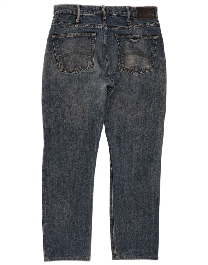 Armani Mens Straight Jeans W34 L28 Navy Blue Cotton