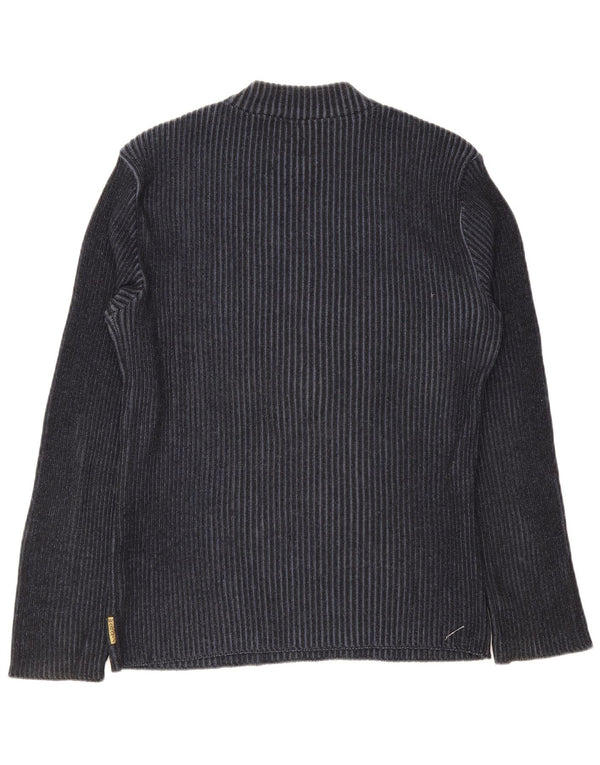 Armani Jeans Mens Graphic Turtle Neck Jumper Sweater XL Navy Blue Cotton