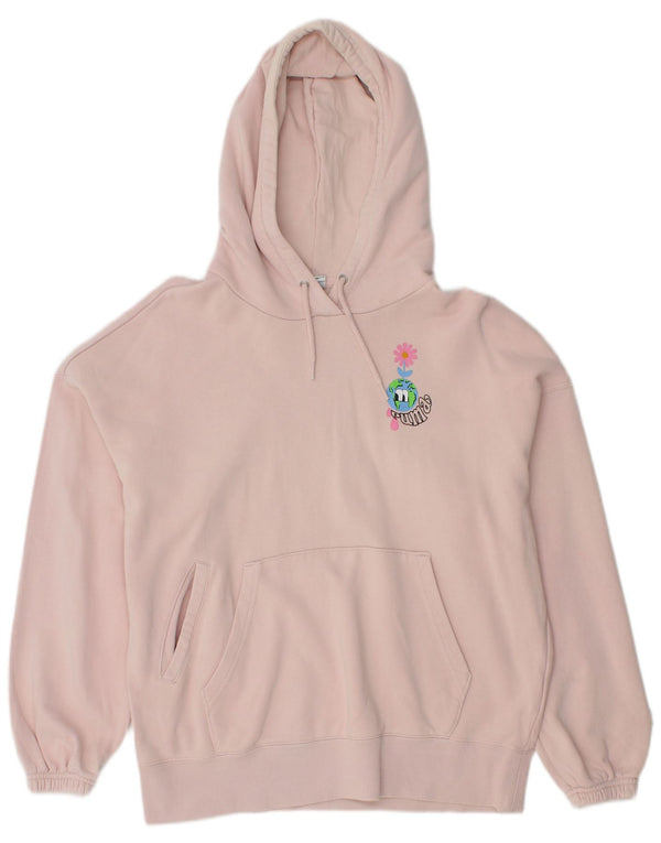 Puma Womens Graphic Oversized Hoodie Jumper UK 6 XS Pink