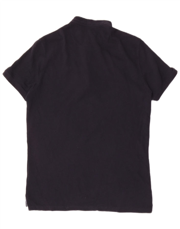MASSIMO DUTTI Mens Polo Shirt Medium Navy Blue Cotton
