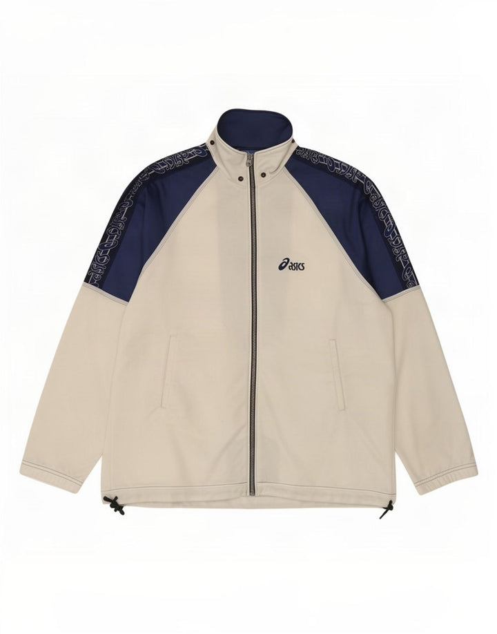 Asics Mens Graphic Tracksuit Top Jacket XL White Colourblock