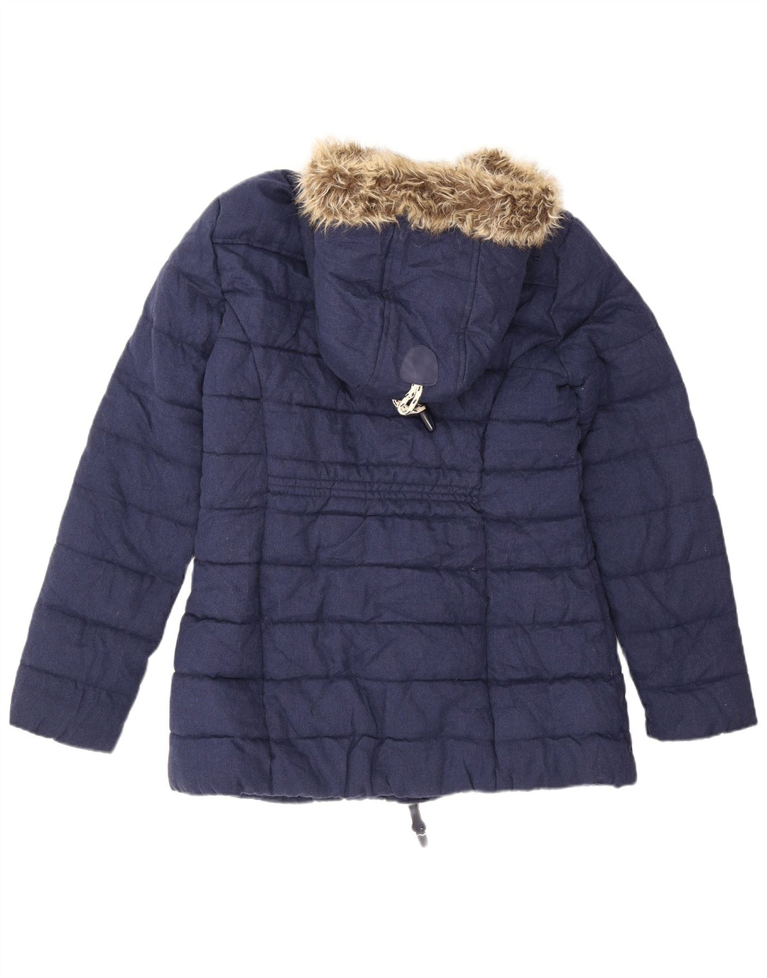 Superdry Womens Hooded Padded Jacket UK 16 Large Navy Blue Acrylic