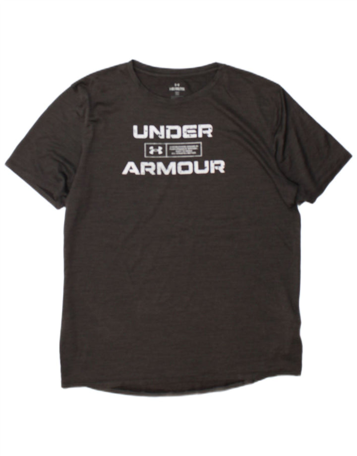 Under Armour Boys Graphic T-Shirt Top 13-14 Years XL Grey Flecked Polyester