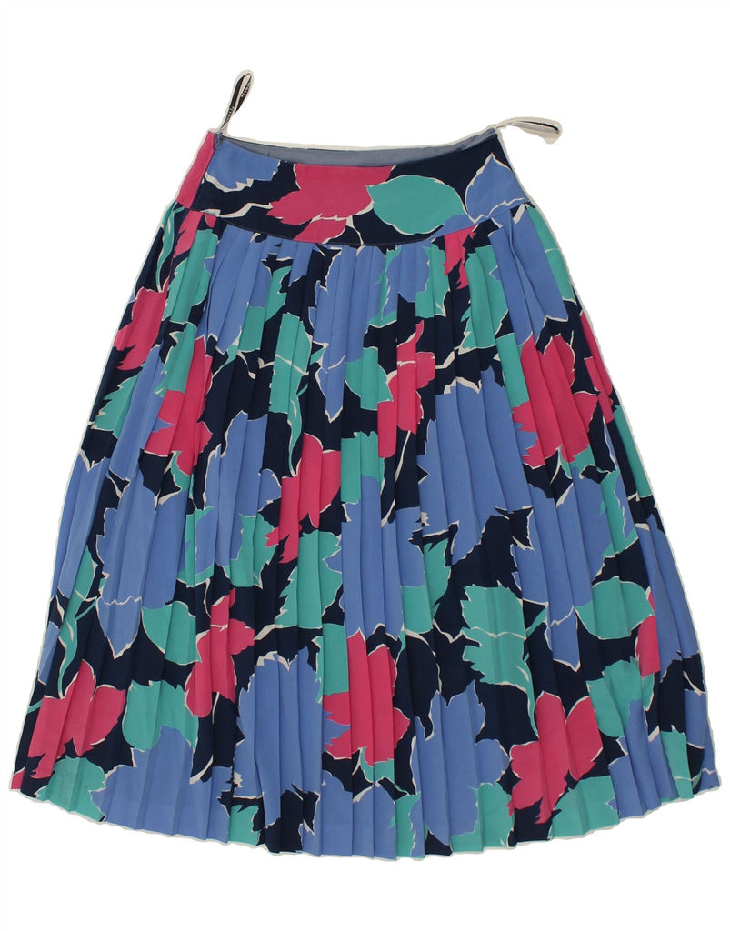 HAMMER Womens Knife Pleated Skirt W26 Small Navy Blue Floral Vintage Hammer and Second-Hand Hammer from Messina Hembry 