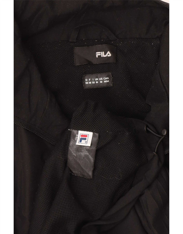 Fila Mens Tracksuit Top Jacket Medium Black Striped Polyester