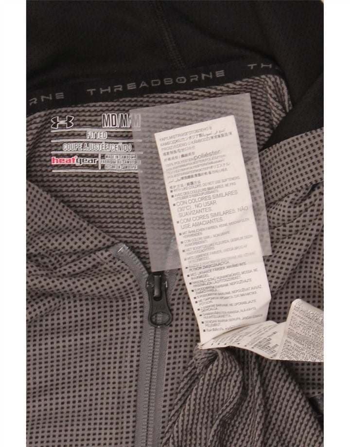 UNDER ARMOUR Mens Heat Gear Zip Hoodie Sweater Medium Grey Polyester