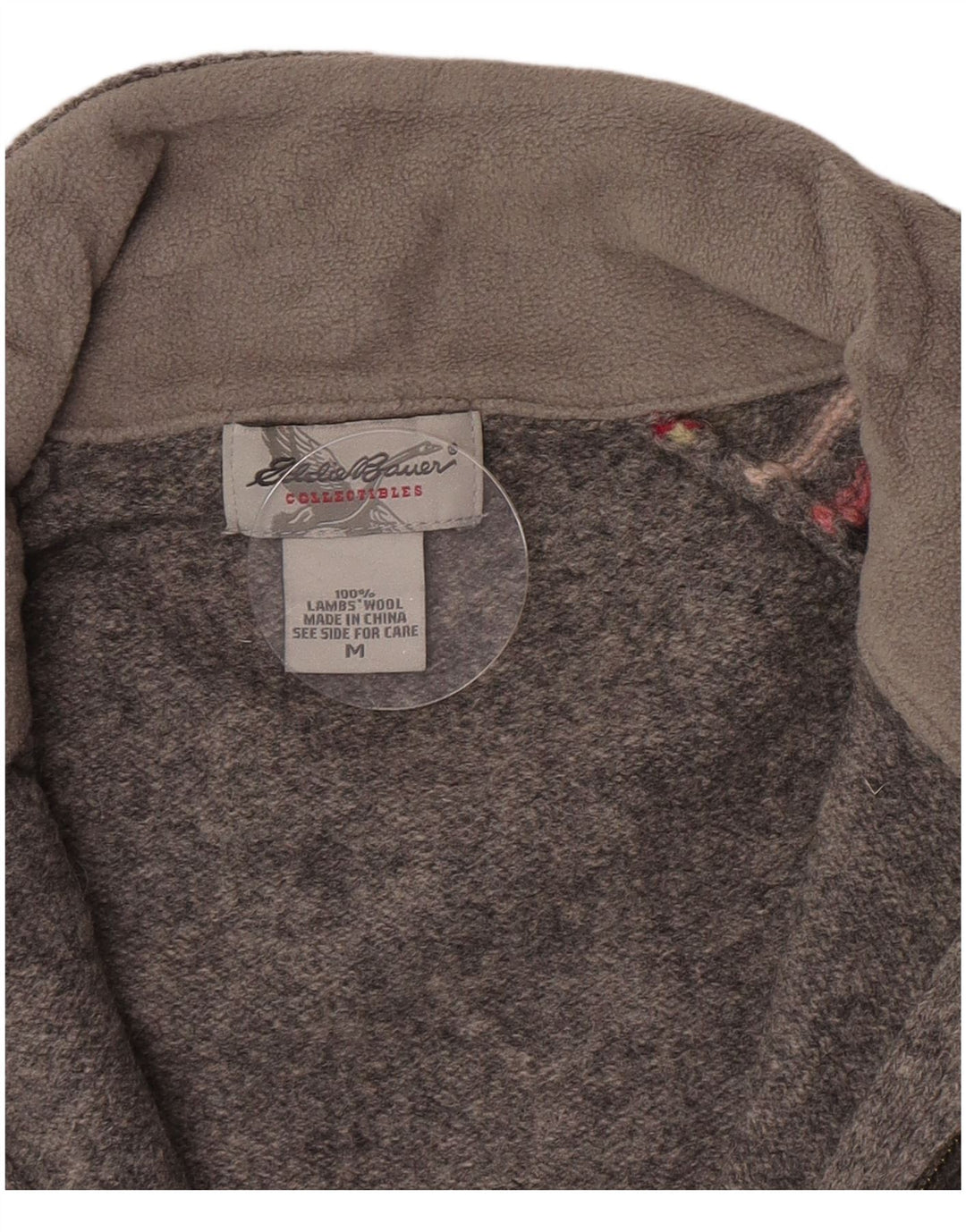 Eddie Bauer Womens Cardigan Sweater UK 12 Medium Grey Striped Lambswool