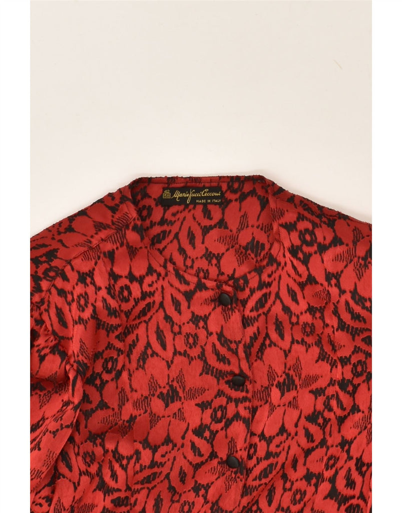 MARIO PUCCI CECCONI Womens Shirt Blouse EU 42 Medium Red Floral Viscose | Vintage Mario Pucci Cecconi | Thrift | Second-Hand Mario Pucci Cecconi | Used Clothing | Messina Hembry 