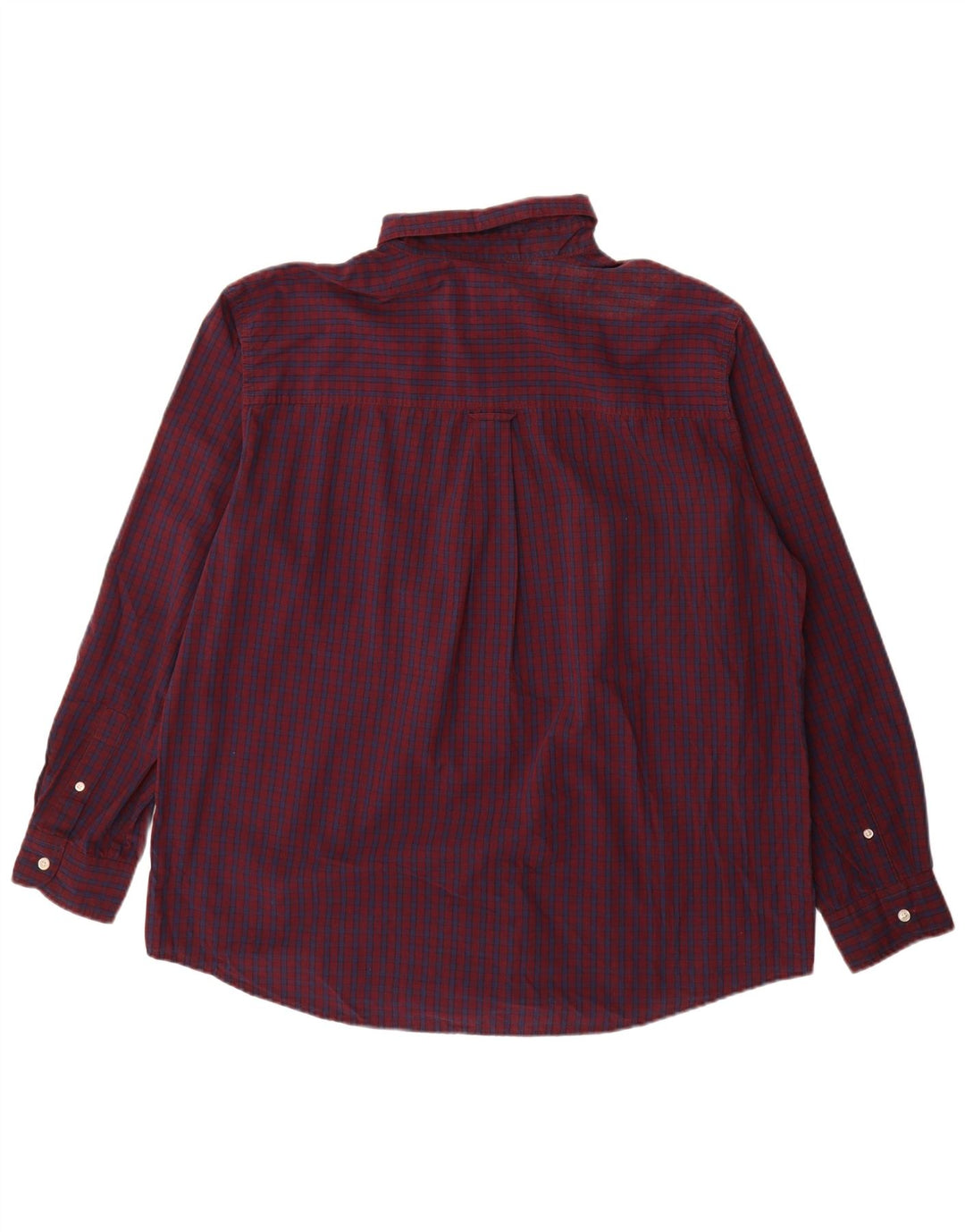 Chaps Mens Easy Care Shirt XL Burgundy Check Cotton