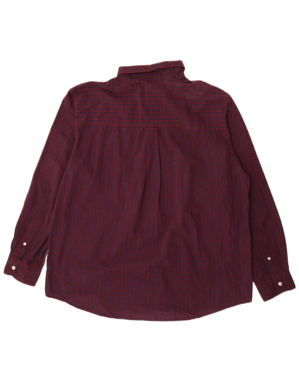 Chaps Mens Easy Care Shirt XL Burgundy Check Cotton