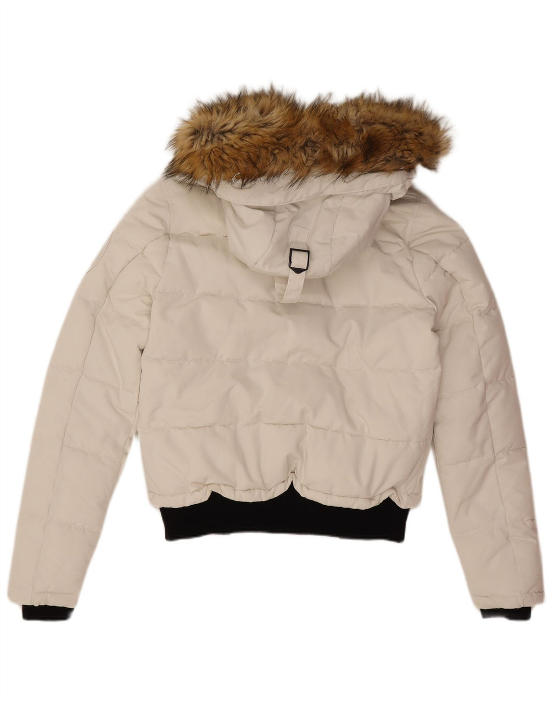Superdry Womens Oversized Hooded Padded Jacket UK 10 Small  White Polyester