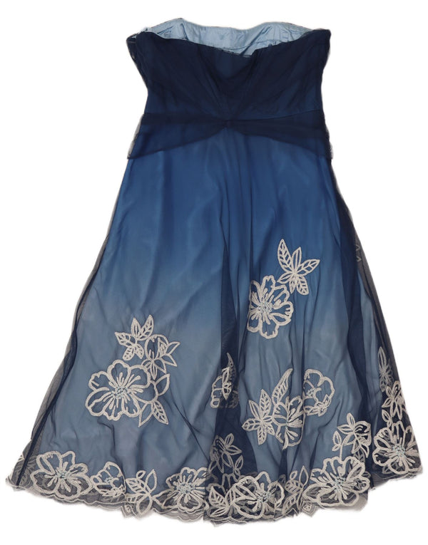 COAST Womens Strapless Dress UK 10 Small Blue Floral Polyester