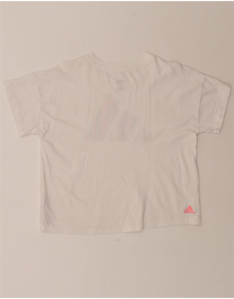 ADIDAS Girls Graphic T-Shirt Top 10-11 Years Medium  White Cotton Vintage Adidas and Second-Hand Adidas from Messina Hembry 