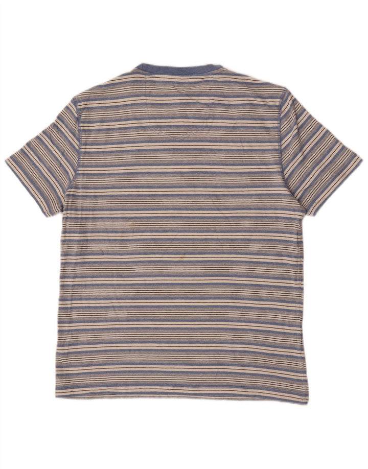 Fat Face Mens T-Shirt Top Large Blue Striped Cotton