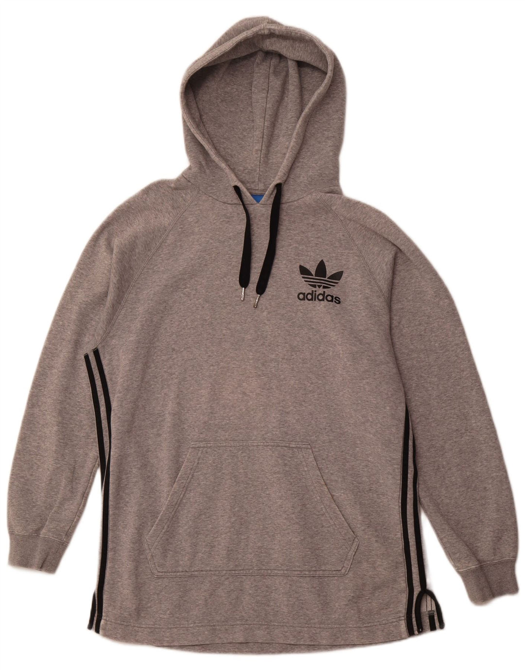 ADIDAS Mens Hoodie Jumper Medium Grey Flecked Cotton
