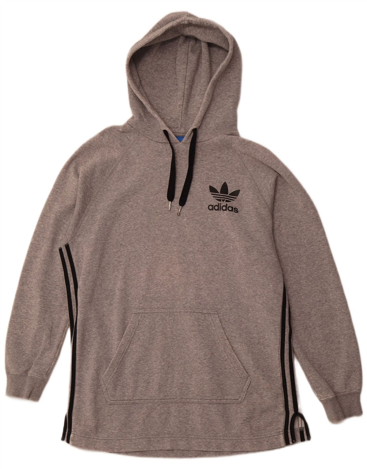 ADIDAS Mens Hoodie Jumper Medium Grey Flecked Cotton