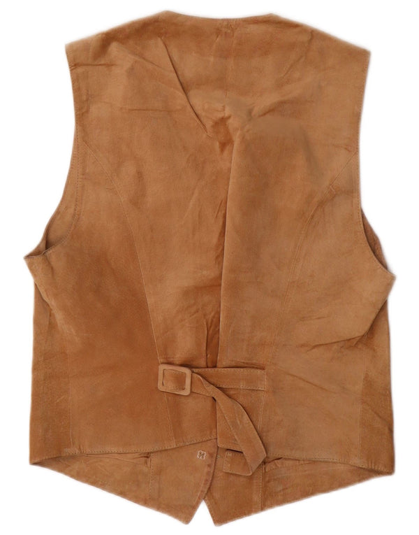 Vintage Womens Suede Waistcoat IT 42  Medium Brown Leather