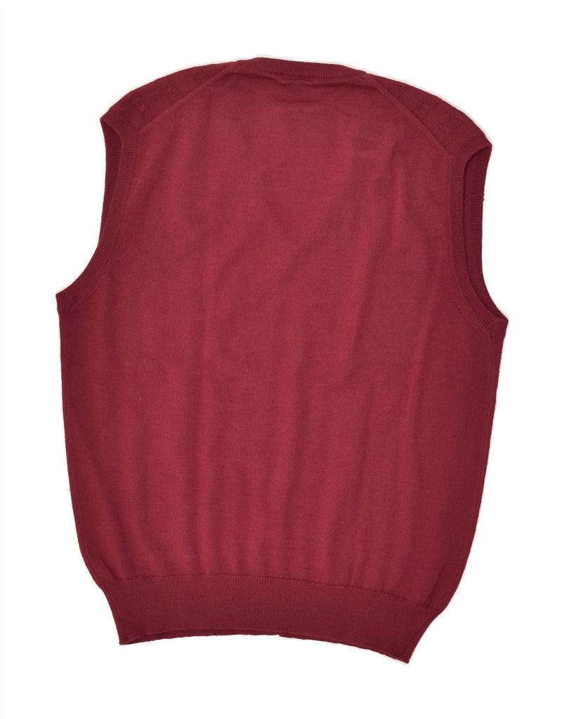 VINTAGE Mens Vest Tank Top Medium Maroon Wool | Vintage Vintage | Thrift | Second-Hand Vintage | Used Clothing | Messina Hembry 