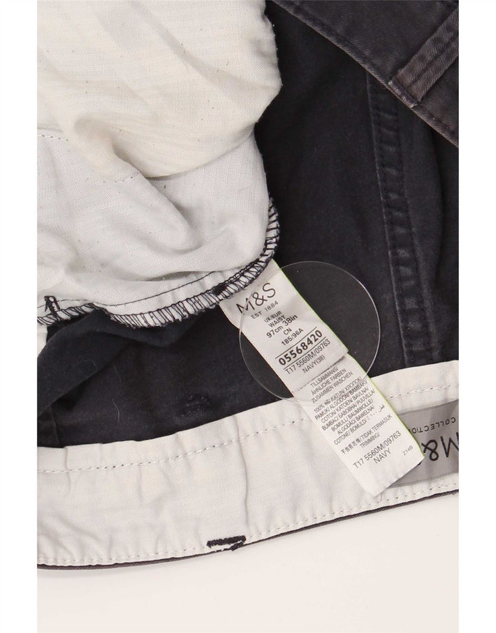 Marks & Spencer Mens Chino Shorts W38 XL Navy Blue Cotton