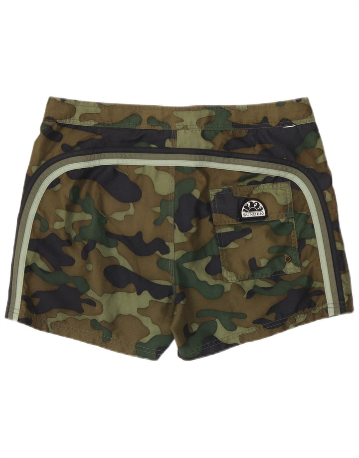 Sundek Mens Swimming Shorts Medium  Khaki Camouflage