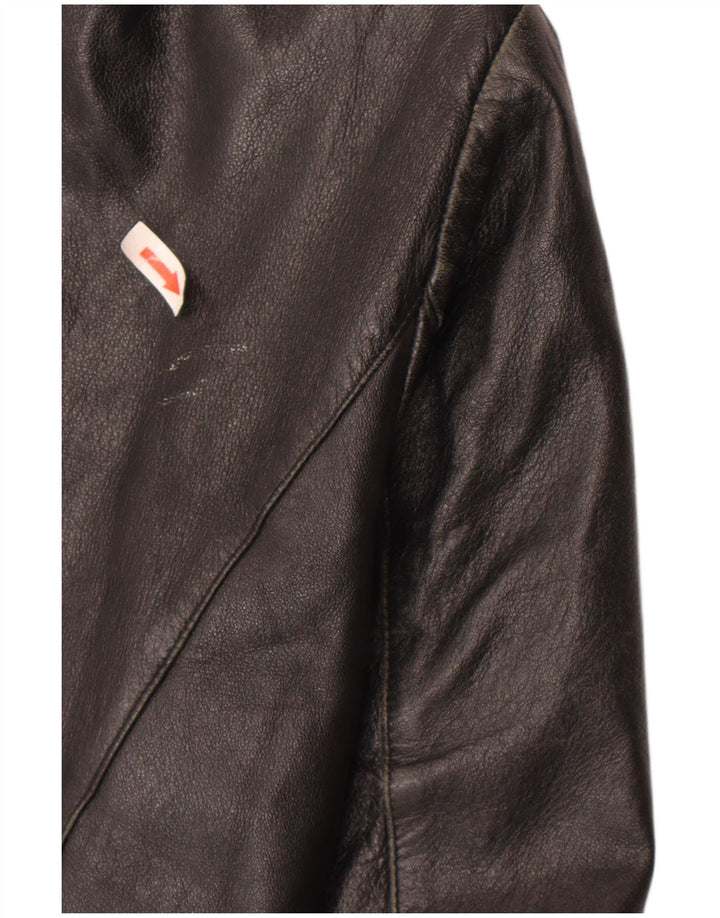 Vintage Womens Leather Jacket IT 52 2XL Black Leather