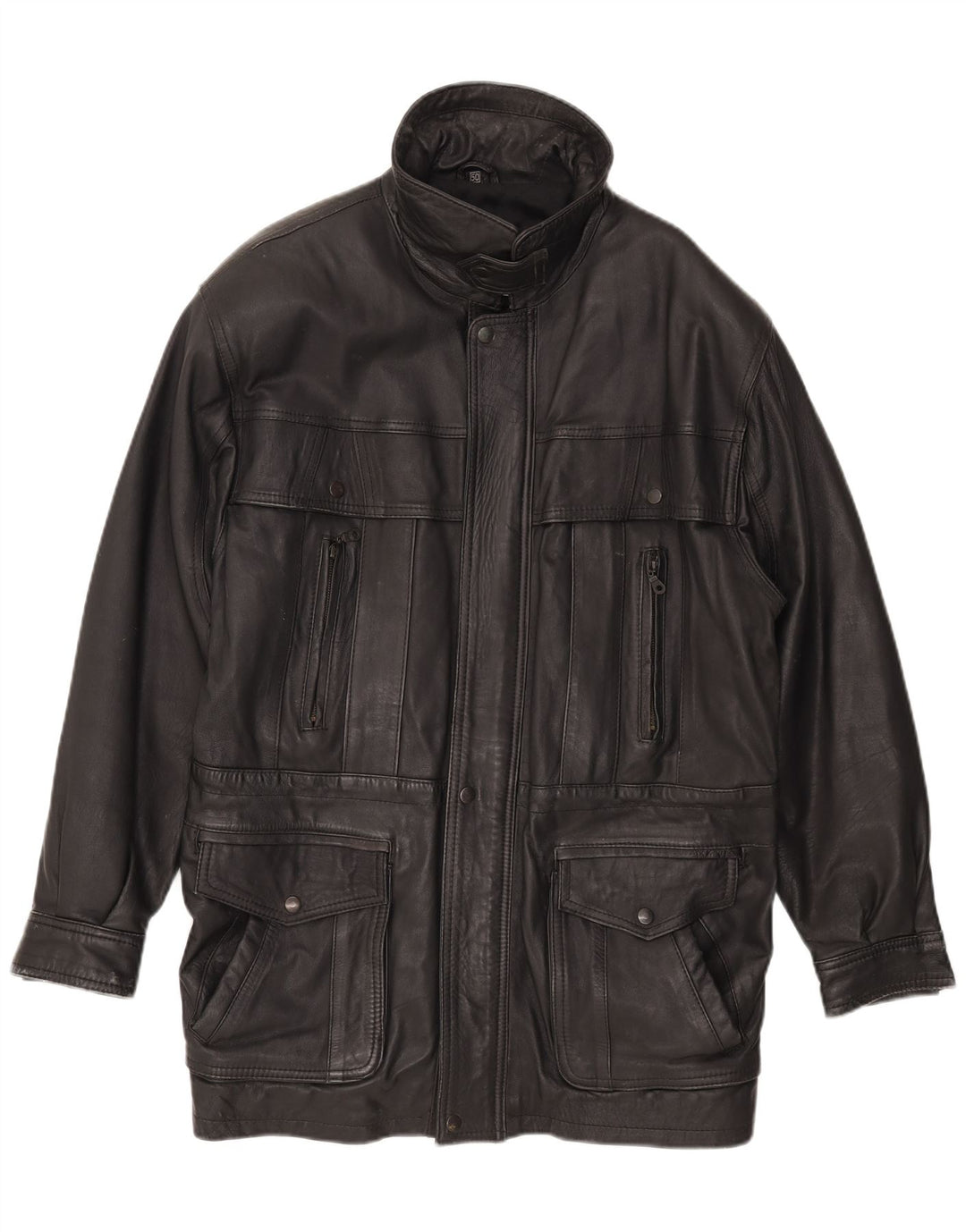 Vintage Mens Leather Jacket EU 50 Large Black Leather