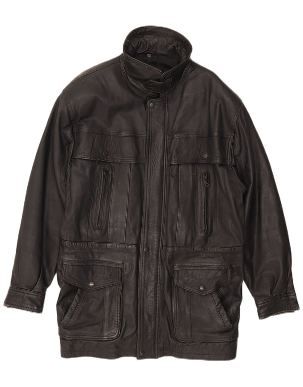 Vintage Mens Leather Jacket EU 50 Large Black Leather