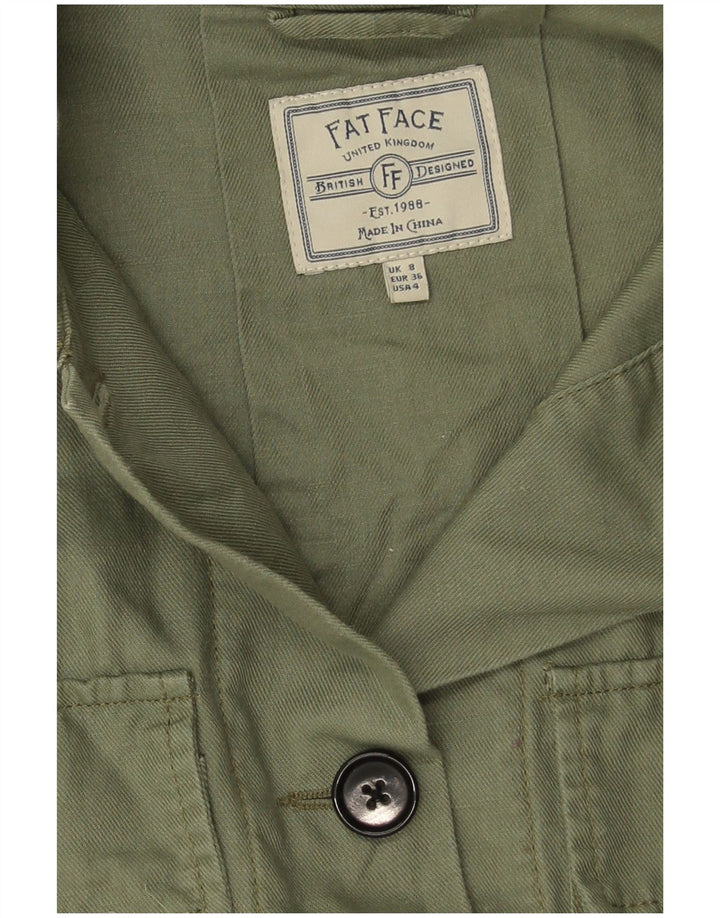Fat Face Womens Oversized Military Jacket UK 8 Small Green Linen