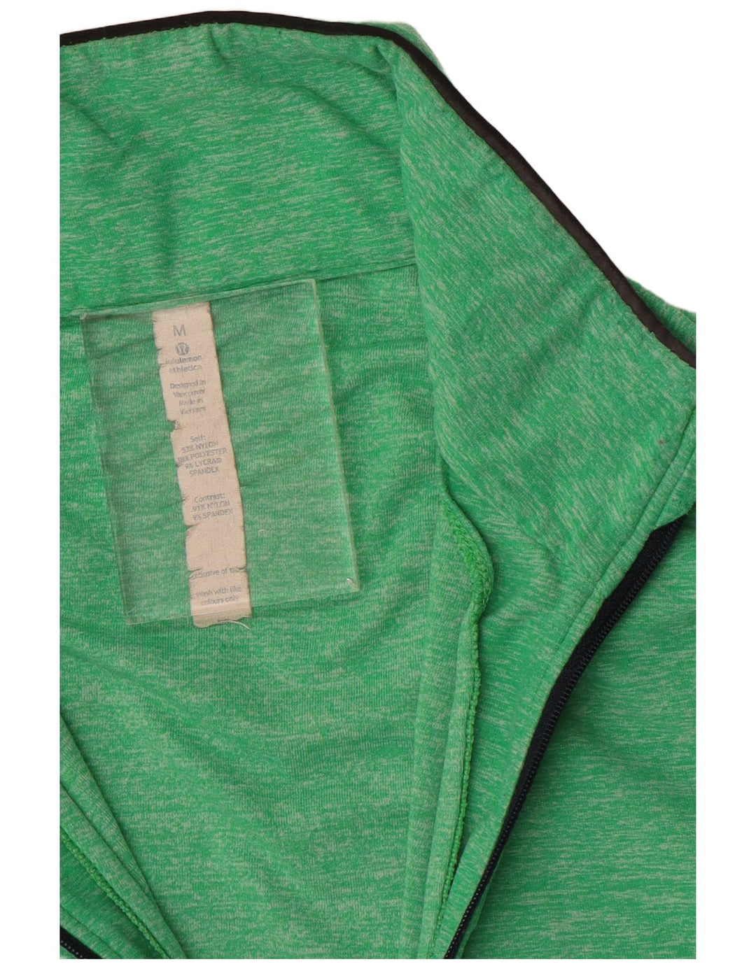 Lululemon Mens Zip Neck Pullover Tracksuit Top Medium Green Flecked Nylon
