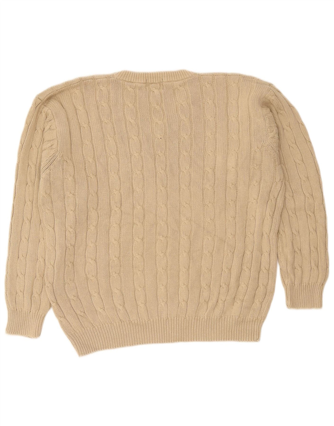 Rifle Mens V-Neck Jumper Sweater Large Beige Cotton