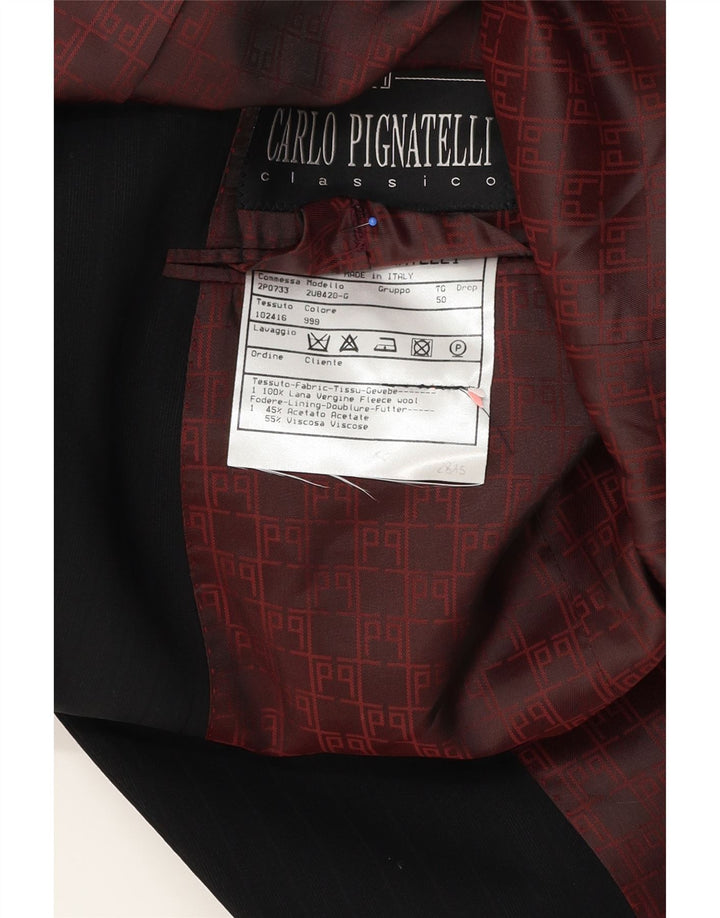 Carlo Pignatelli Mens 2 Button Blazer Jacket IT 50 Large Black Virgin Wool