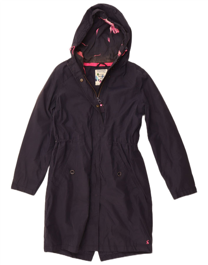 Joules Womens Hooded Raincoat UK 12 Medium Navy Blue Cotton