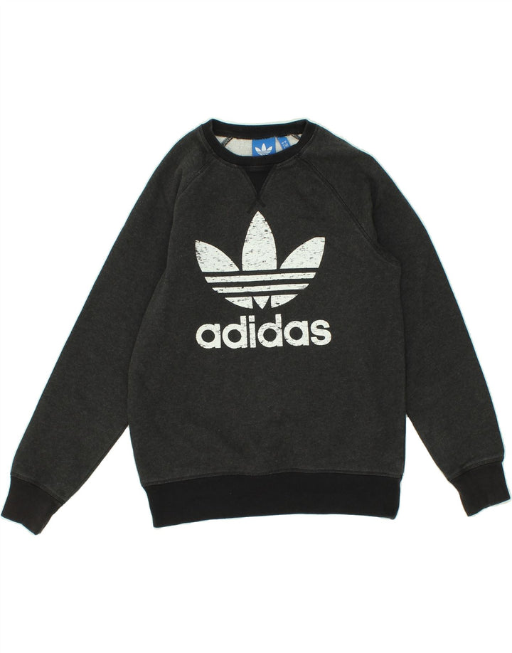 ADIDAS Mens Graphic Sweatshirt Jumper Small Grey Cotton Vintage Adidas and Second-Hand Adidas from Messina Hembry 