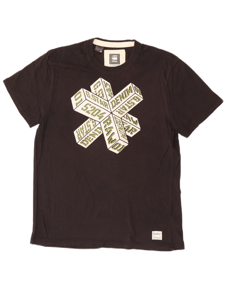 G-Star Mens Graphic T-Shirt Top XL Black Cotton