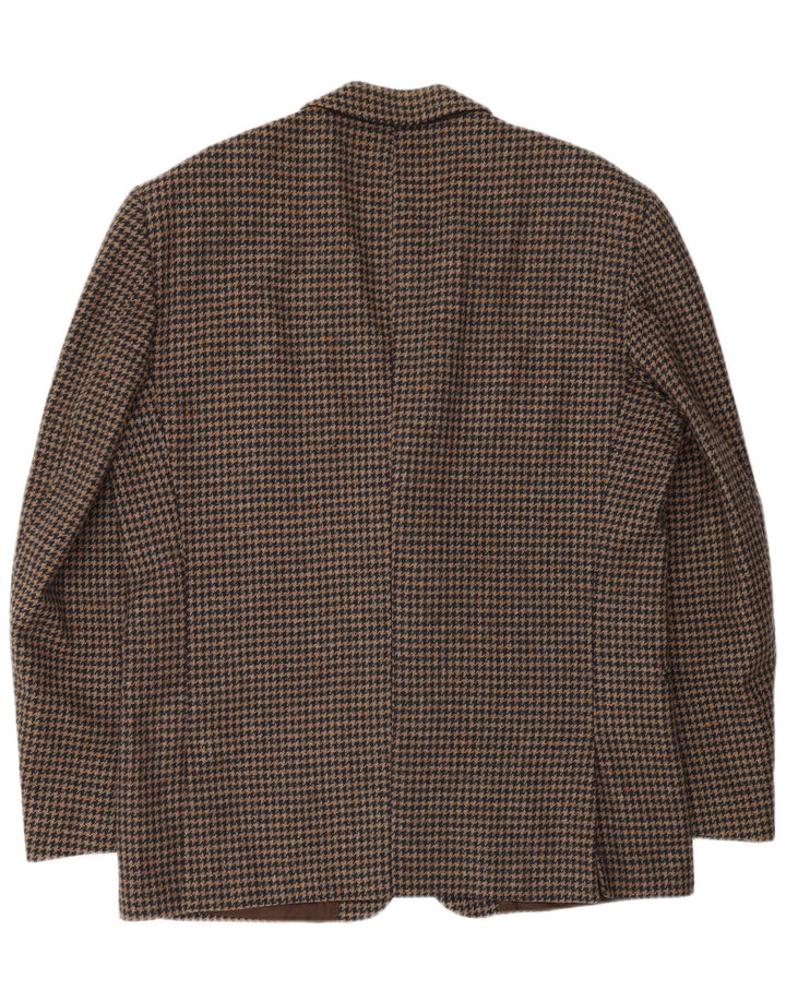 Lanificio Campore Mens 2 Button Blazer Jacket UK 40 Large Brown Houndstooth