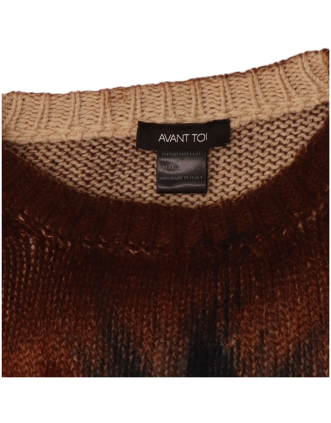 Vintage Womens Oversized Crew Neck Jumper Sweater UK 10 Small Brown Tie Dye