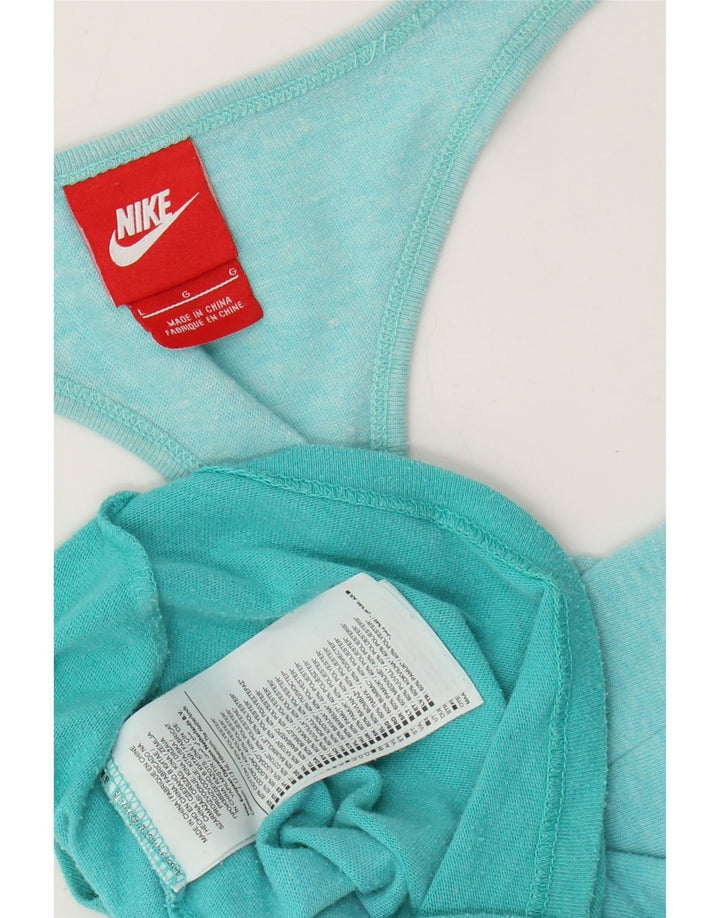 Nike Womens Vest Top UK 14 Large Turquoise Colourblock Cotton