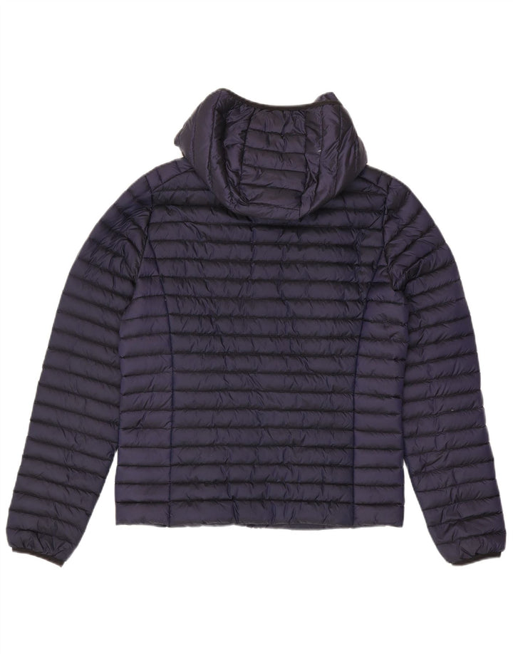 SUPERDRY Womens Hooded Padded Jacket UK 12 Medium Navy Blue Nylon Winter